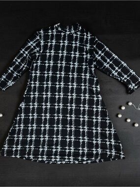 Jon & Anna Black and White Grid-Print Dress